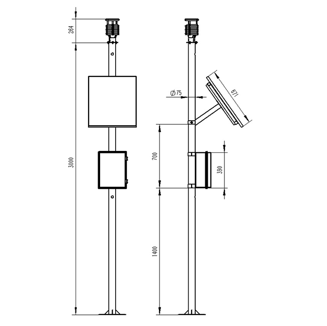 氣象實時監測站產品尺寸圖